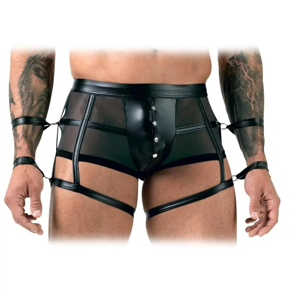 Svenjoyment black pants with arm restraints bondage gear - small - peaches and screams