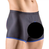 Svenjoyment wet look black open pants for men - medium - peaches and screams