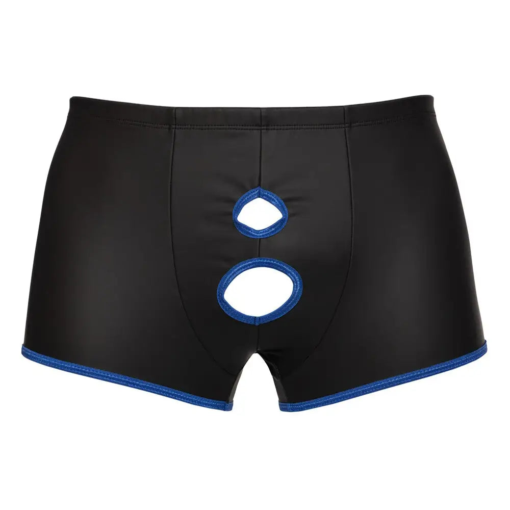 Svenjoyment wet look black open pants for men - small - peaches and screams