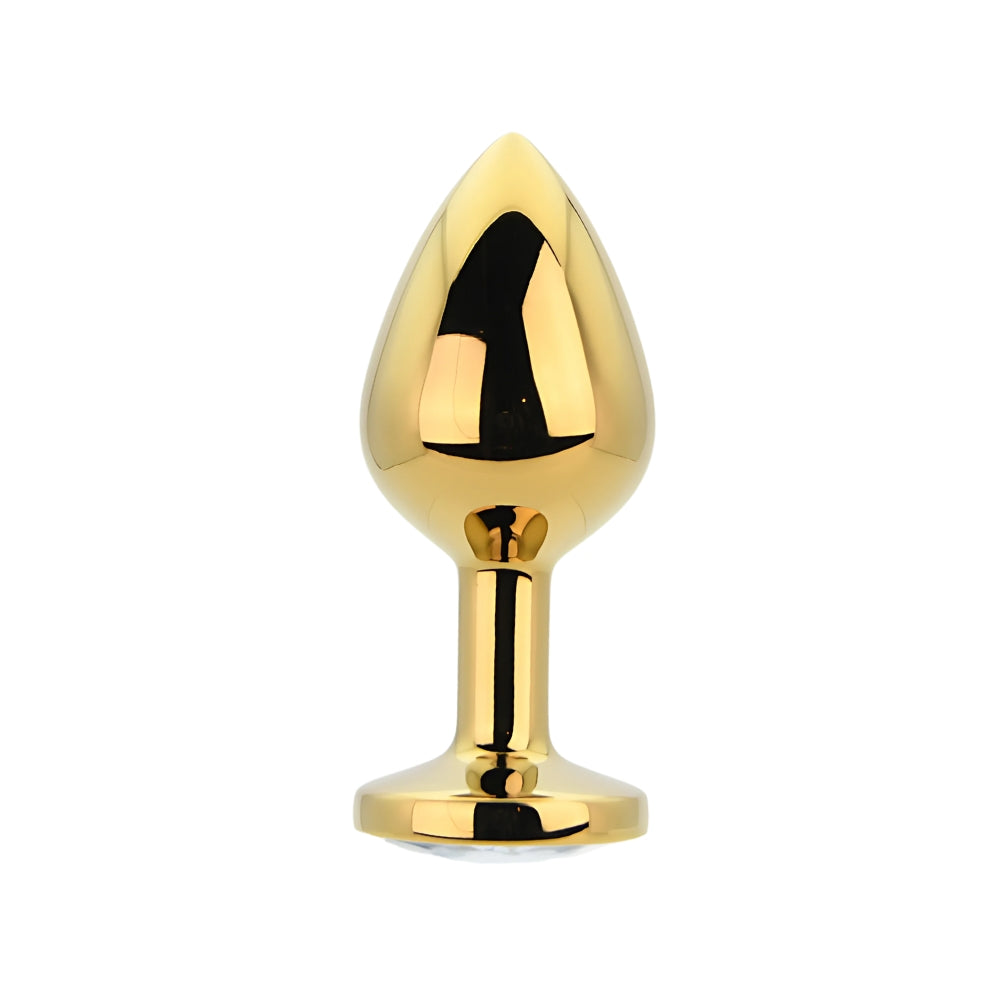 Toosh gold butt plug medium clear jewelled base - butt plugs peaches and screams