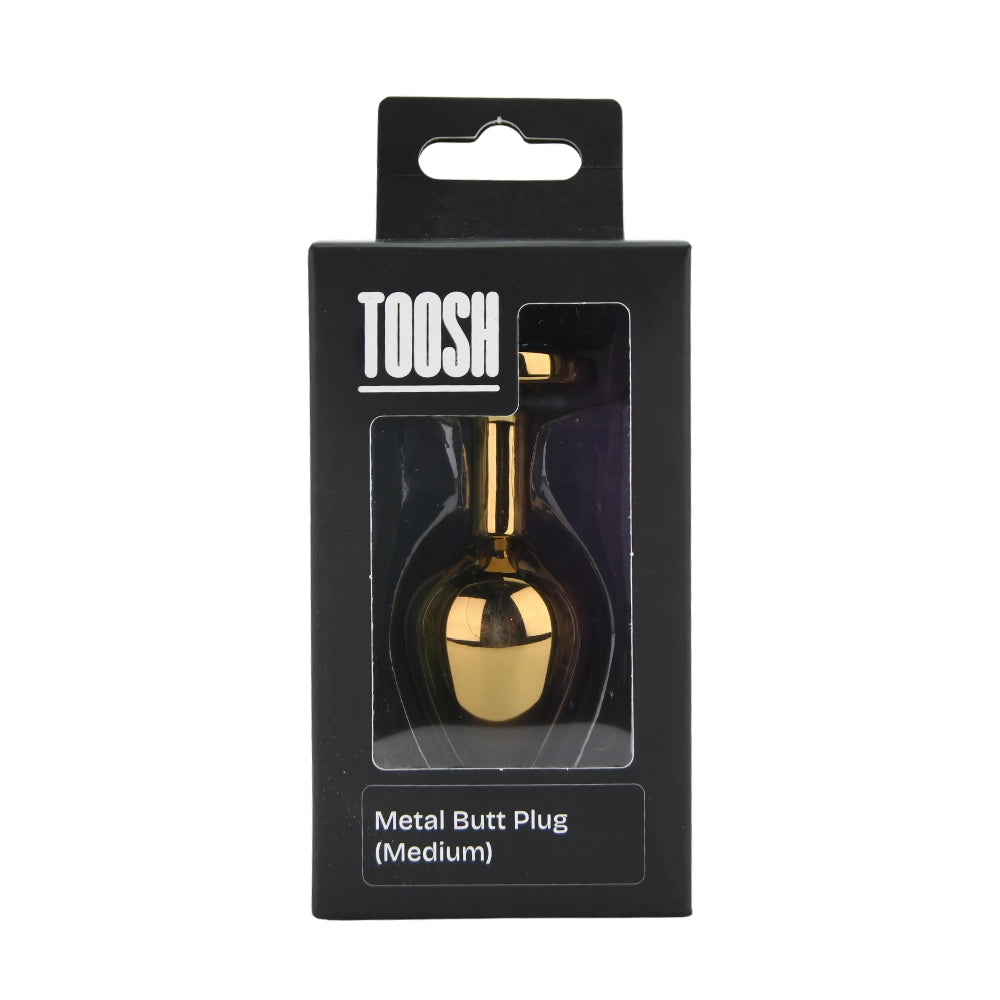 Toosh gold butt plug medium clear jewelled base - butt plugs peaches and screams