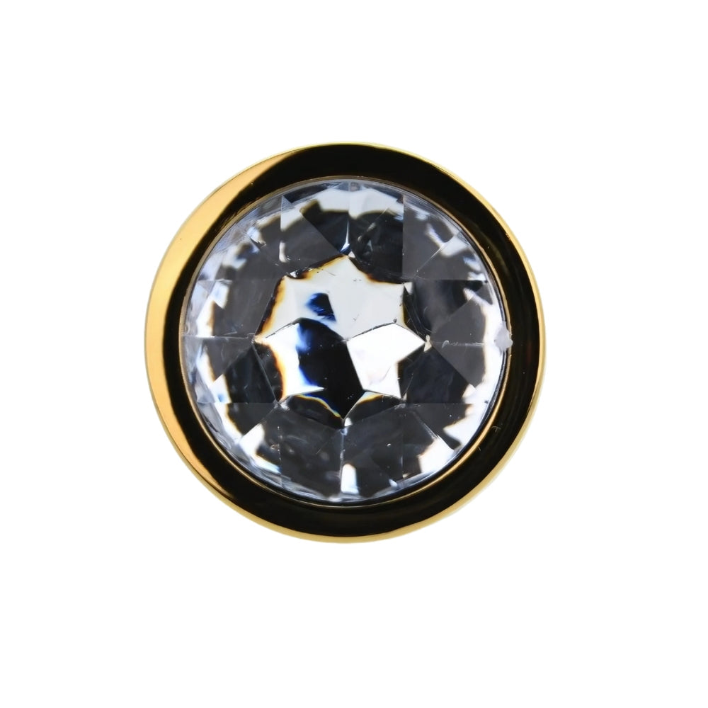 Toosh gold butt plug medium clear jewelled base - butt plugs peaches and screams