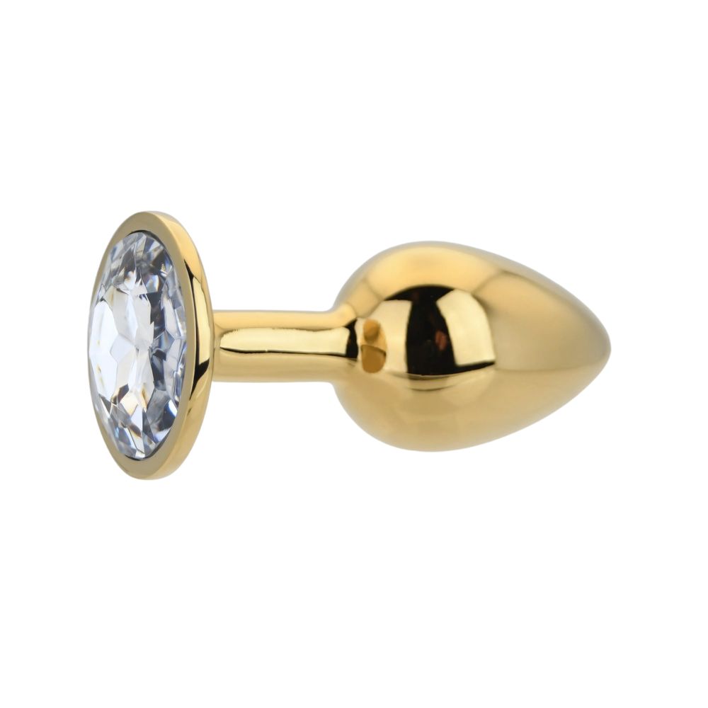 Toosh gold metal butt plug small clear stone - butt plugs peaches and screams