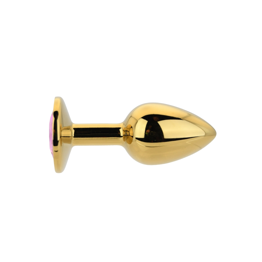 Toosh gold metal butt plug small pink stone - butt plugs peaches and screams