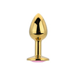 Toosh gold metal butt plug small pink stone - butt plugs peaches and screams