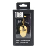 Toosh heart shaped gold butt plug with red stone large - butt plugs peaches and screams