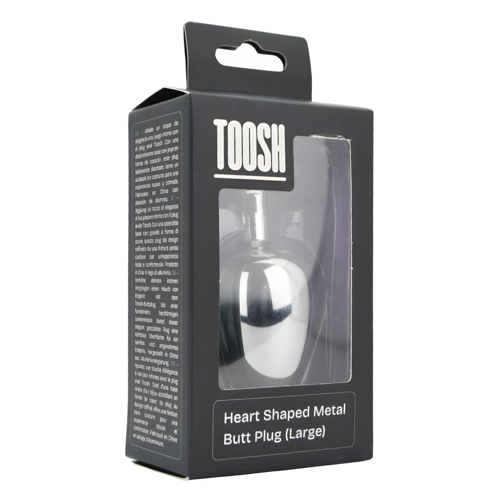 Toosh heart shaped silver butt plug with red stone large - butt plugs peaches and screams