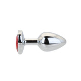 Toosh heart shaped silver butt plug with red stone small - butt plugs peaches and screams