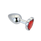 Toosh heart shaped silver butt plug with red stone small - butt plugs peaches and screams