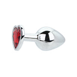 Toosh heart shaped silver with red stone medium - butt plugs peaches and screams