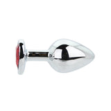 Toosh heart shaped silver with red stone medium - butt plugs peaches and screams