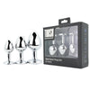 Toosh metal butt plug silver set of 3 clear stone - butt plugs peaches and screams