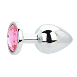 Toosh silver butt plug large pink stone jewelled base - butt plugs peaches and screams