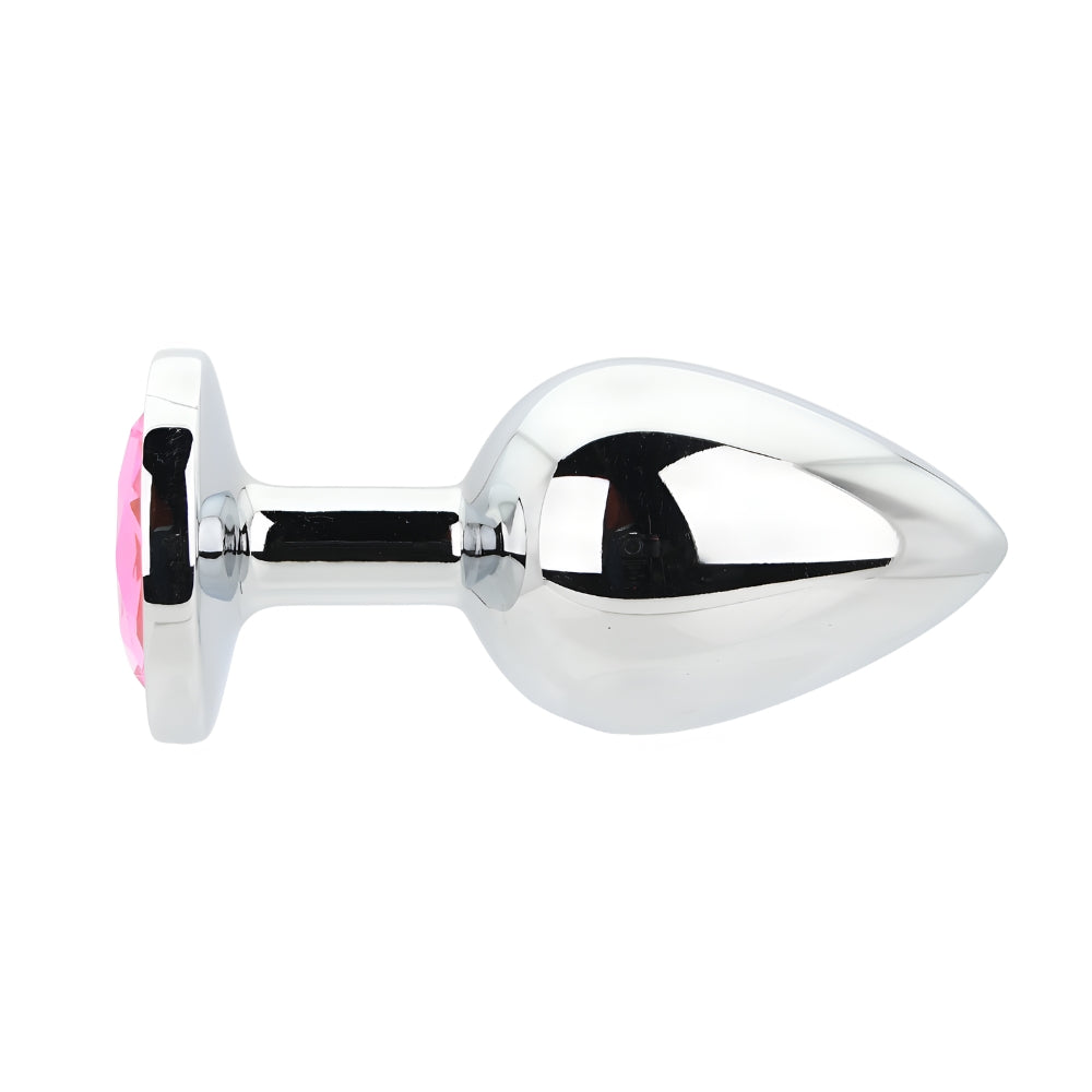 Toosh silver butt plug large pink stone jewelled base - butt plugs peaches and screams