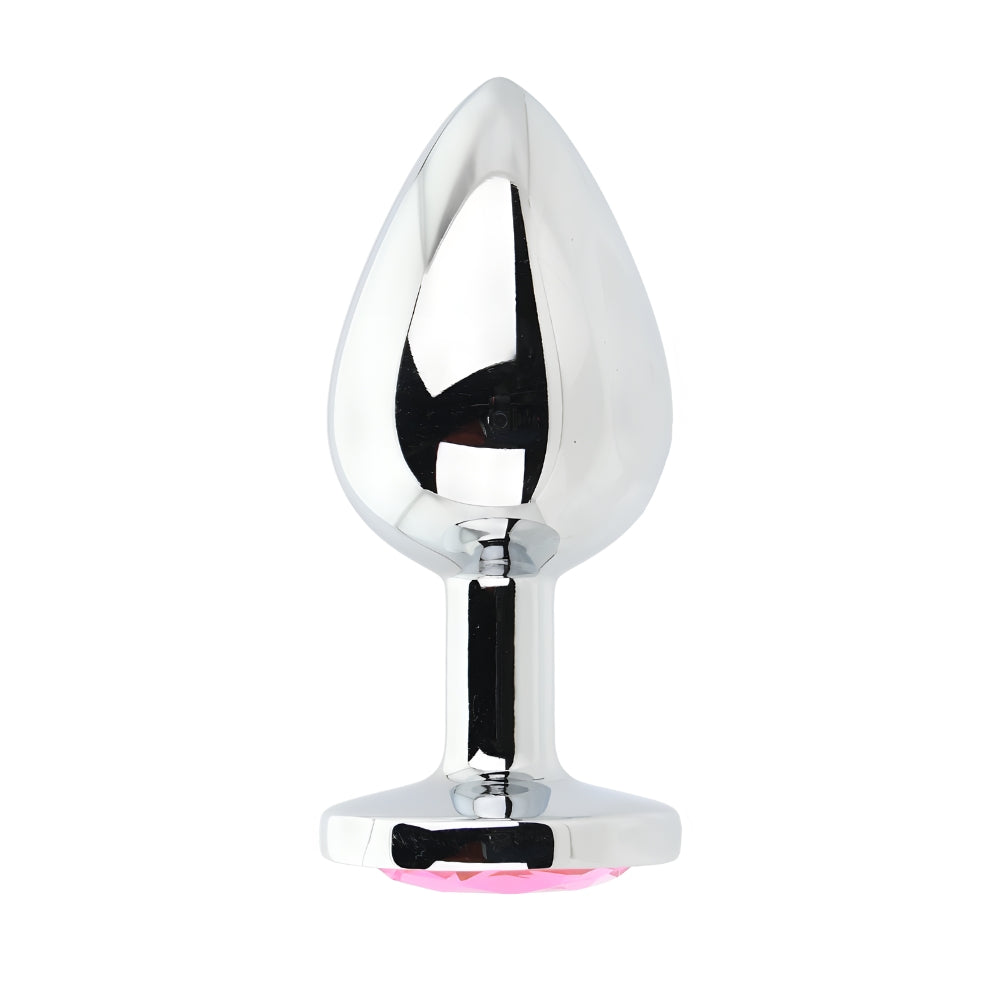 Toosh silver butt plug large pink stone jewelled base - butt plugs peaches and screams