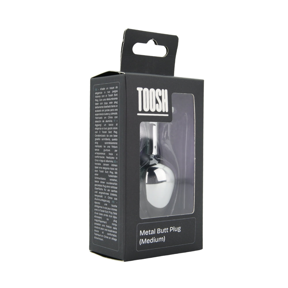 Toosh silver butt plug with jewelled base medium red stone - butt plugs peaches and screams