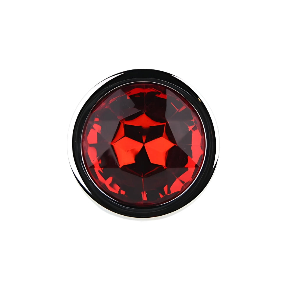 Toosh silver butt plug with jewelled base medium red stone - butt plugs peaches and screams