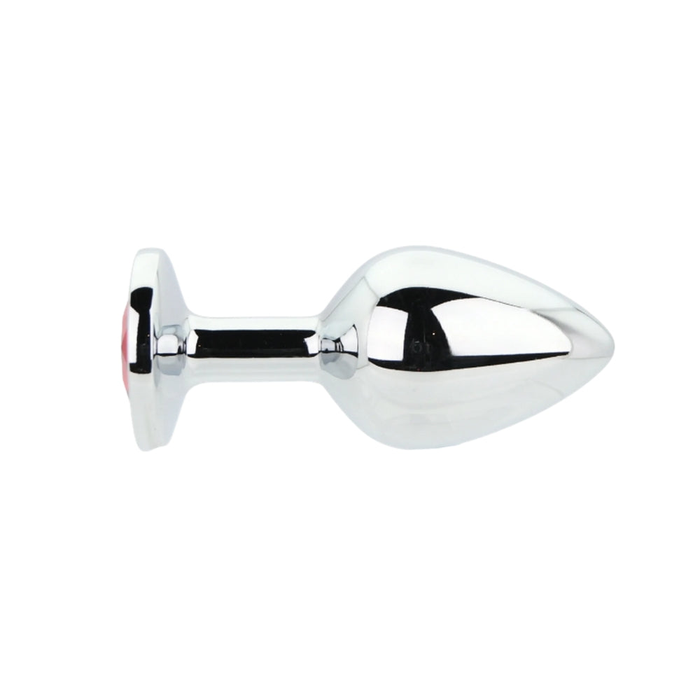 Toosh silver butt plug with jewelled base medium red stone - butt plugs peaches and screams