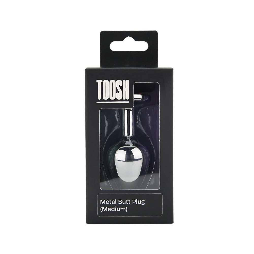 Toosh silver butt plug with jewelled base medium red stone - butt plugs peaches and screams