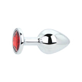 Toosh silver butt plug with jewelled base medium red stone - butt plugs peaches and screams