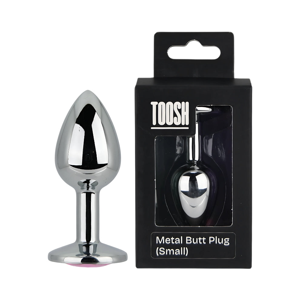 Toosh silver butt plug with pink stone jewelled base - butt plugs peaches and screams