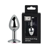 Toosh silver butt plug with pink stone jewelled base - butt plugs peaches and screams