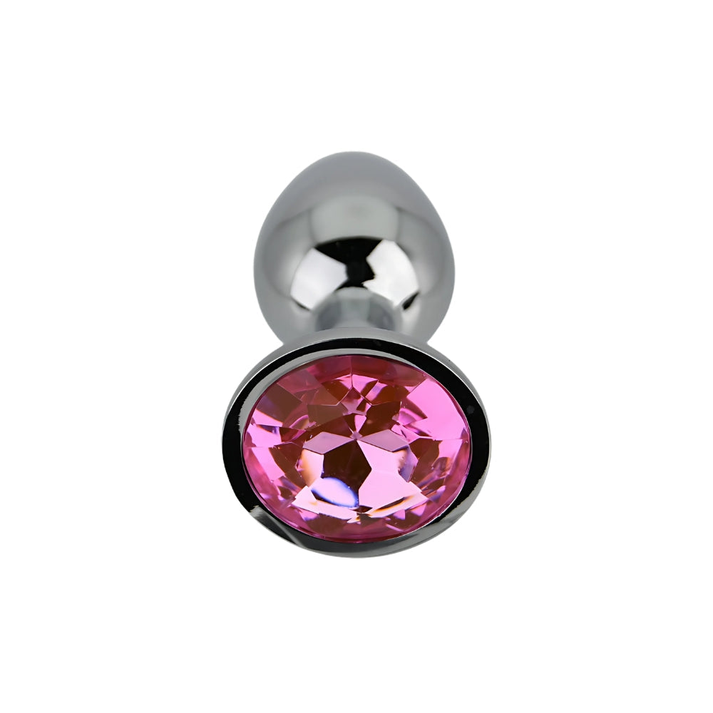 Toosh silver butt plug with pink stone jewelled base - butt plugs peaches and screams