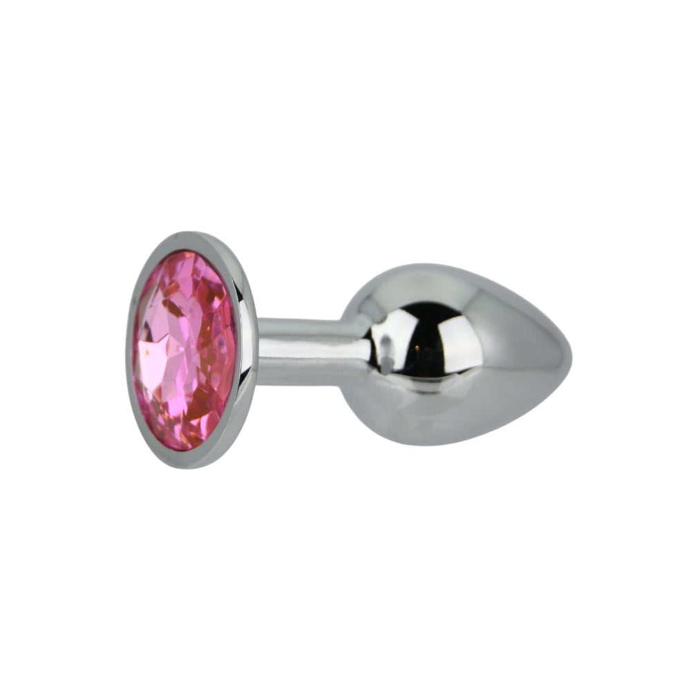 Toosh silver butt plug with pink stone jewelled base - butt plugs peaches and screams