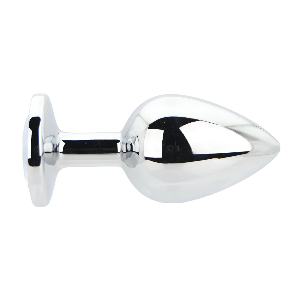 Toosh silver metal butt plug large clear stone - butt plugs peaches and screams
