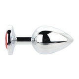 Toosh silver metal butt plug large red stone - butt plugs peaches and screams