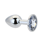 Toosh silver metal butt plug small clear stone - butt plugs peaches and screams