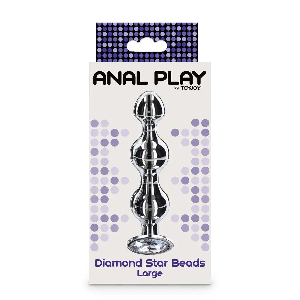 Toy joy stainless steel large diamond anal beads 5.25 inch - peaches and screams