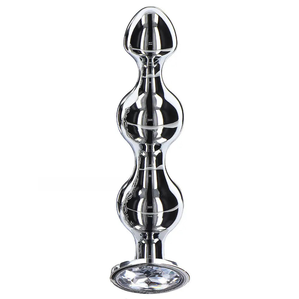 Toy joy stainless steel large diamond anal beads 5.25 inch - peaches and screams