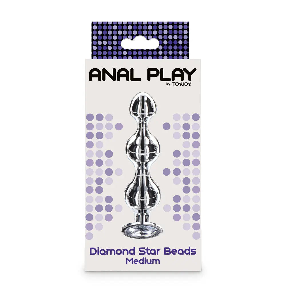 Toy joy stainless steel medium diamond anal beads 4.5 inch - peaches and screams