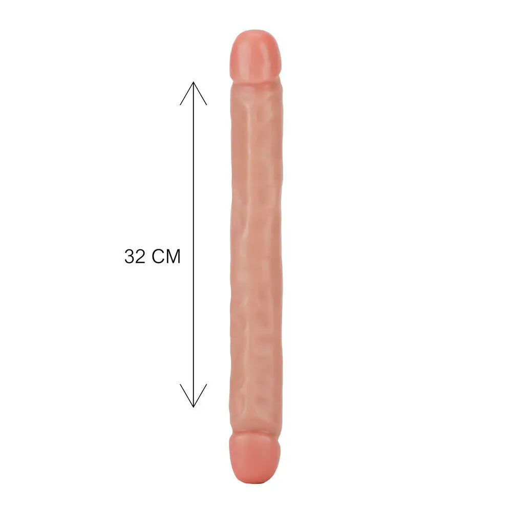 Toyjoy jr. 12 inch double ended dong flesh pink jelly toy - peaches and screams