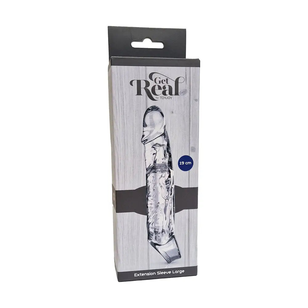 Toyjoy large penis extension sleeve clear stretchy rubber - peaches and screams