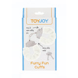 Toyjoy metal white furry wrist cuffs with keys - peaches and screams