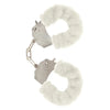 Toyjoy metal white furry wrist cuffs with keys - peaches and screams