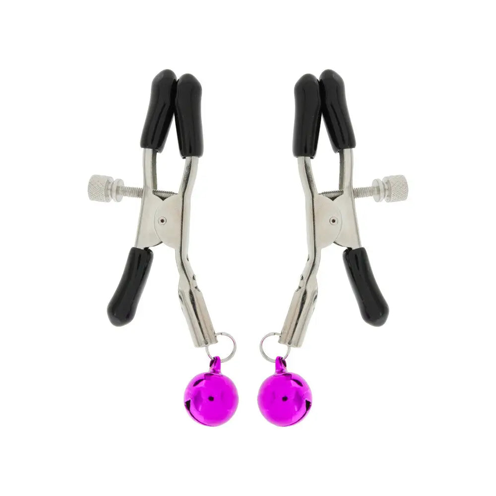 Toyjoy pink metal adjustable nipple clamps with soft tips - peaches and screams