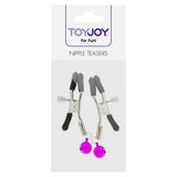 Toyjoy pink metal adjustable nipple clamps with soft tips - peaches and screams