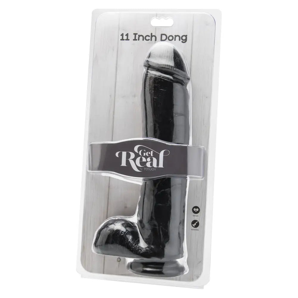 Toyjoy pvc black realistic 11 inch dildo with suction cup - peaches and screams