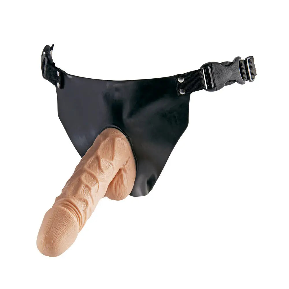 Toyjoy rubber veined 7.25 inch strap on dildo - peaches and screams