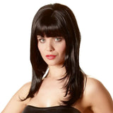 Wet look smooth long black wig for women costume accessorie - peaches and screams