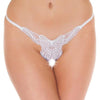 Wet look white crotchless g-string lingerie - peaches and screams