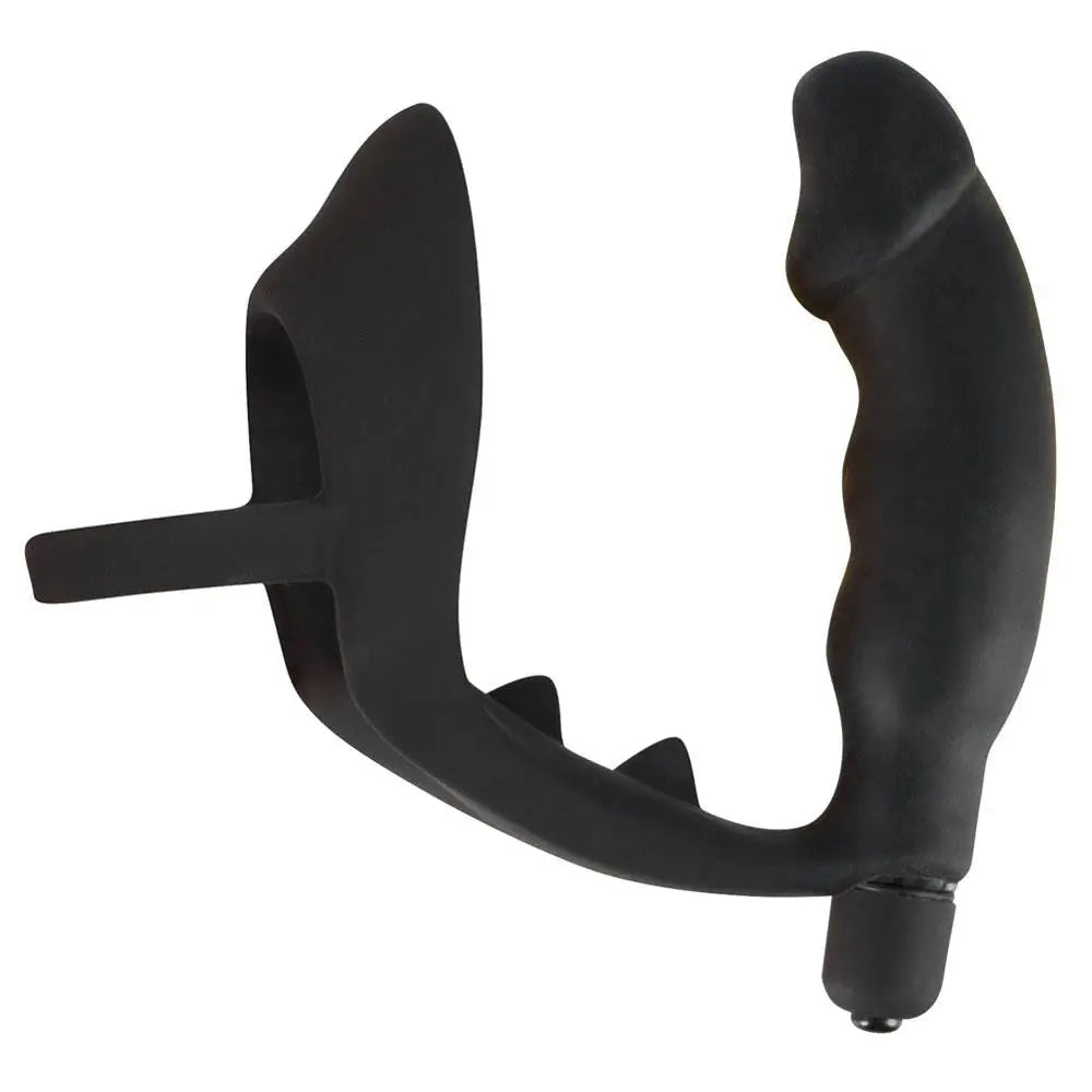 You2toys black cock ring and vibrating anal plug for men - peaches and screams