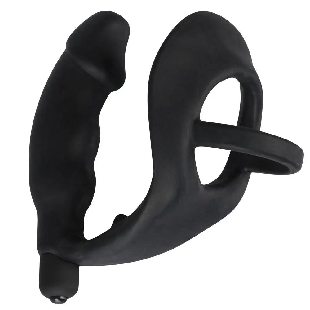 You2toys black cock ring and vibrating anal plug for men - peaches and screams