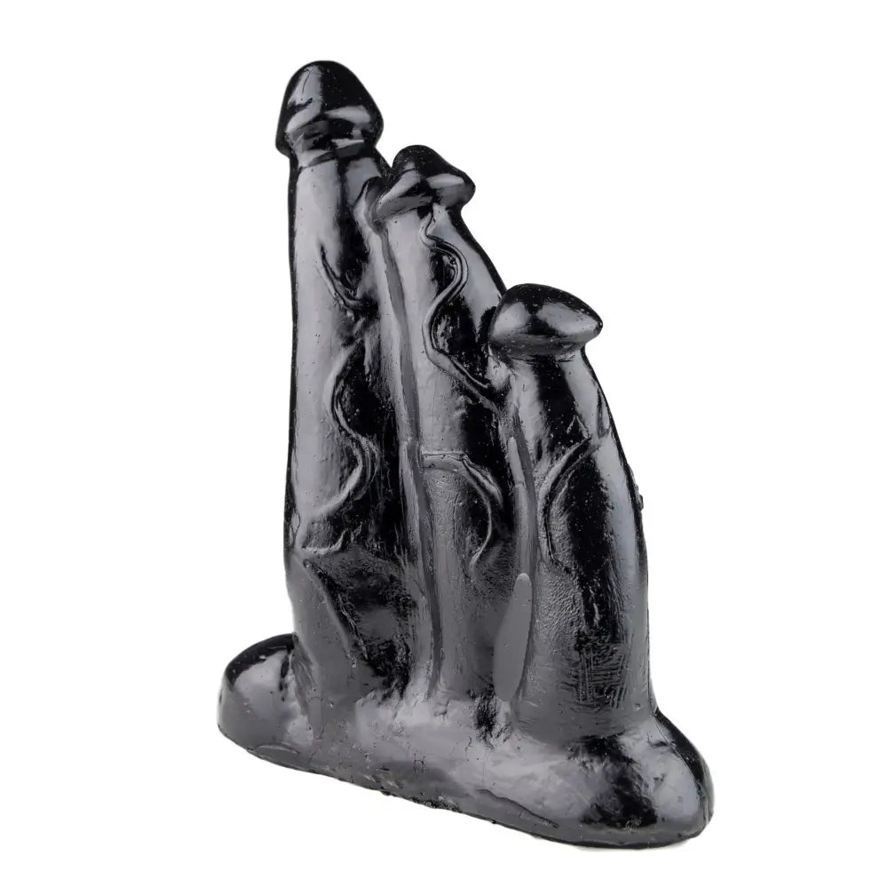 10 inch large triple penetration black dildo - peaches and screams