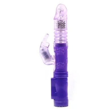 10-inch Rubber Purple Multi-speed Thrusting Rabbit Vibrator - Peaches and Screams