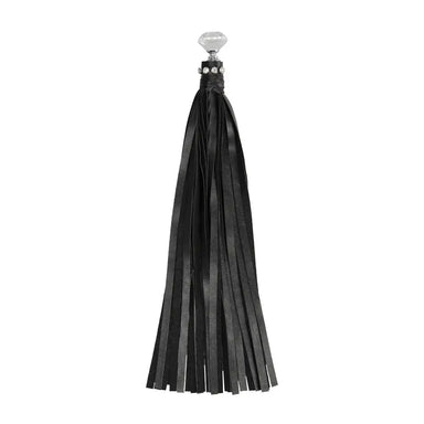 12.9 - inch Ouch Black Faux Leather Diamond Studded Flogger - Peaches and Screams