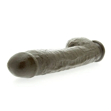 12 - inch Realistic Feel Black Penis Dildo With Balls And Suction - cup - Peaches and Screams